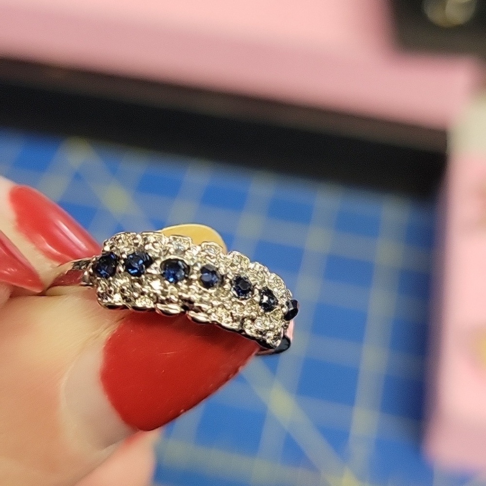 Blue & Diamond Faux Ring